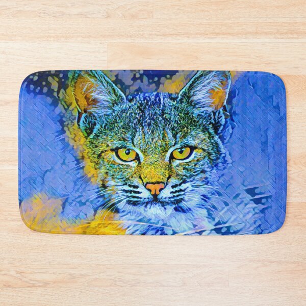 Item preview, WILD CAT IN CORN FIELD - NIGHT - BLUE  AND YELLOW designed and sold by Most1234.
