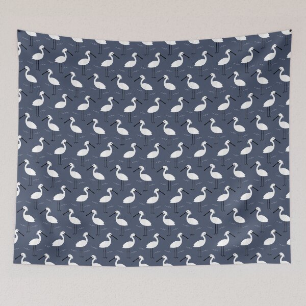 Item preview, Spoonbills on blue designed and sold by reneesillus.