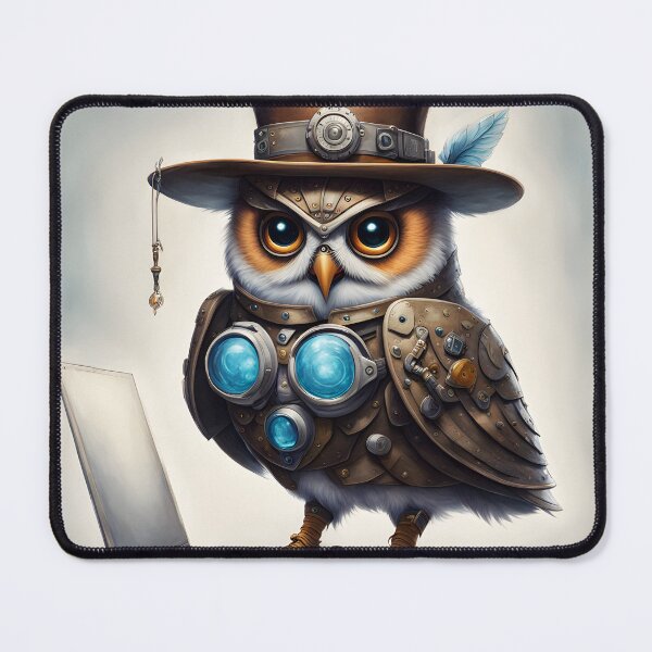 Item preview, Steampunk Owl with Laptop designed and sold by ArtsyWishesShop.