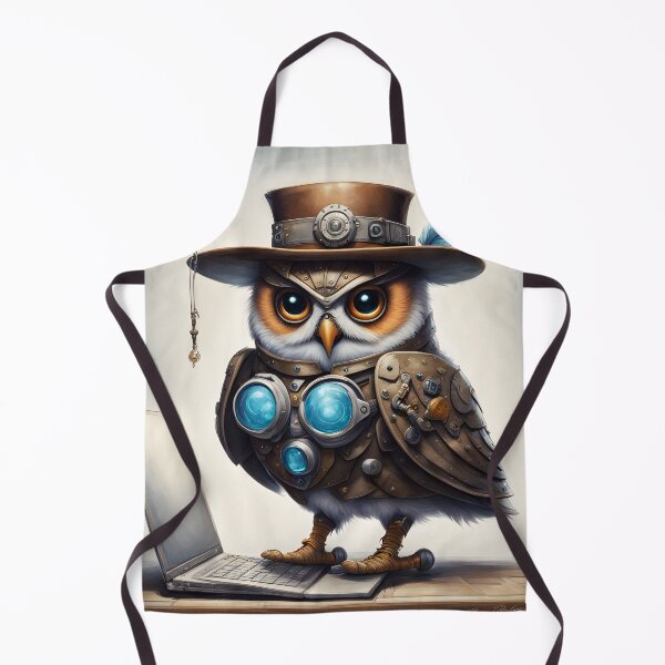 Item preview, Steampunk Owl with Laptop designed and sold by ArtsyWishesShop.