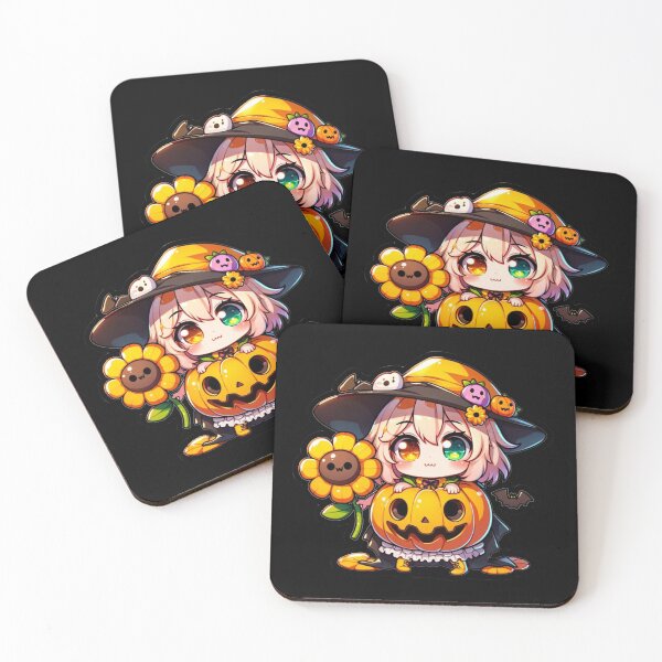 Item preview, Halloween Kawaii Girl With Yellow Flowers designed and sold by Blink Art Studio.