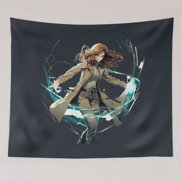 Item preview, "Female Character with Blue Light-Emitting Sword" designed and sold by MYTHIC PEEL STICKERS.