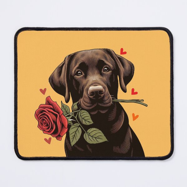 Item preview, Brown Labrador Retriever Giving a Red Rose designed and sold by Nanthanon.