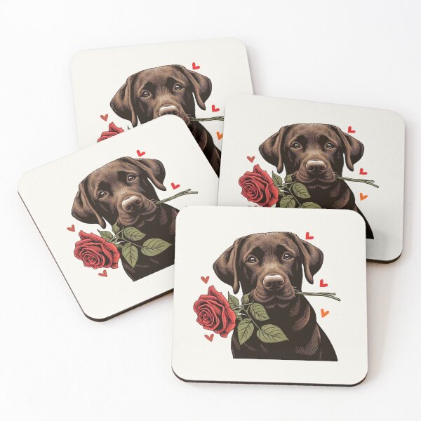 Item preview, Brown Labrador Retriever Giving a Red Rose designed and sold by Nanthanon.