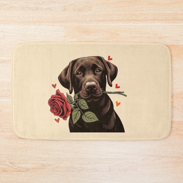 Item preview, Brown Labrador Retriever Giving a Red Rose designed and sold by Nanthanon.