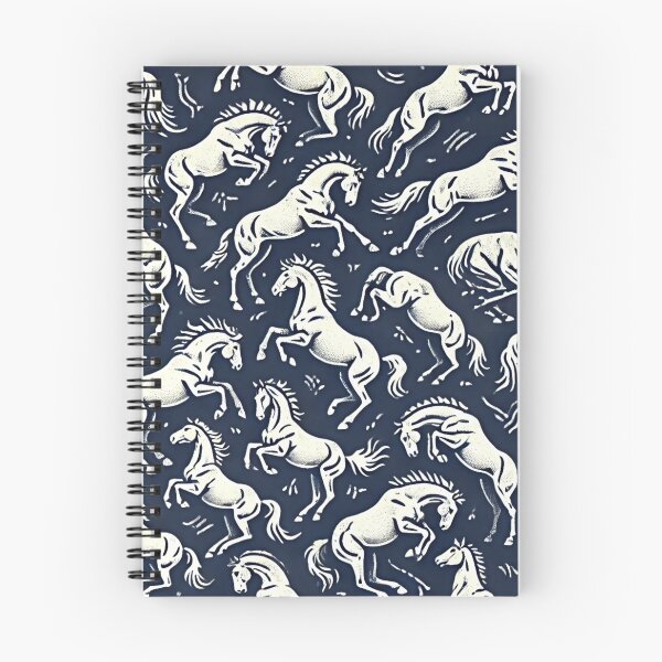 Item preview, A Navy Blue Pattern with White Bucking Horse Silhouettes designed and sold by GlassPenny.