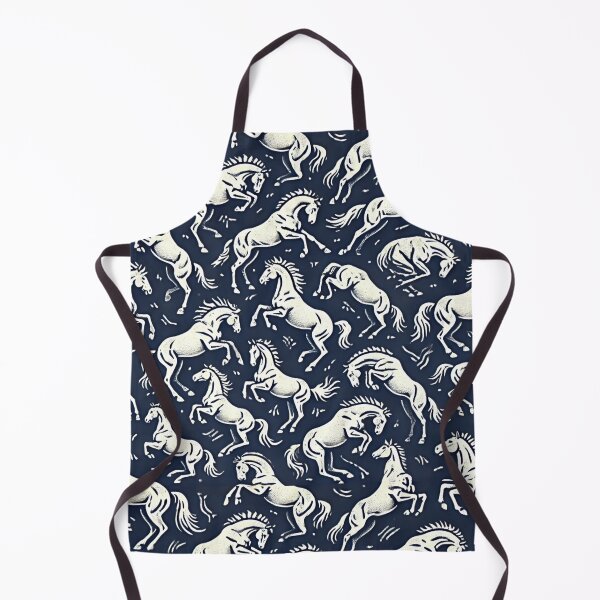 Item preview, A Navy Blue Pattern with White Bucking Horse Silhouettes designed and sold by GlassPenny.