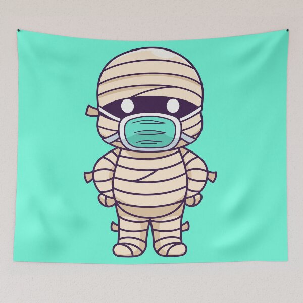 Item preview, Cute Mummy Wearing Mask Cartoon Vector Icon Illustration designed and sold by hjian8219.