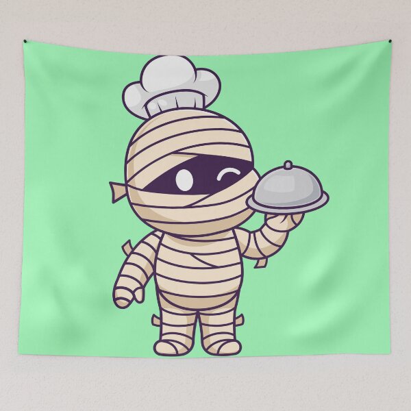 Item preview, Cute Mummy Chef Serving Food Cartoon Vector Icon Illustration designed and sold by hjian8219.