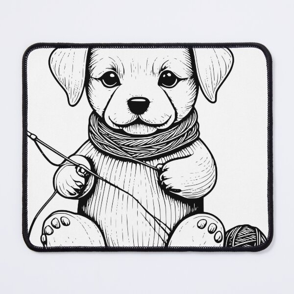 Item preview, Knitting dog pencil drawing designed and sold by Travelcases.