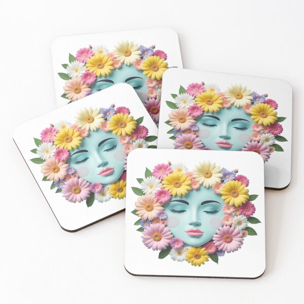 Item preview, Beautiful woman face wearing makeup surrounded by colourful flowers  designed and sold by roshana3.