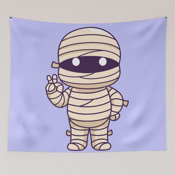 Item preview, Cute Mummy Ghost with Peace Hand Cartoon Vector Icon Illustration designed and sold by hjian8219.