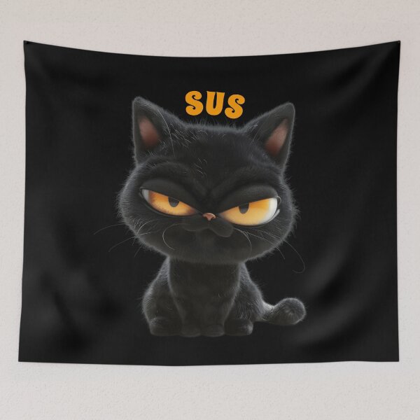 Item preview, SUS! Grumpy Black Cat Funny Gift For Cat Halloween Lovers designed and sold by InkyGenies.