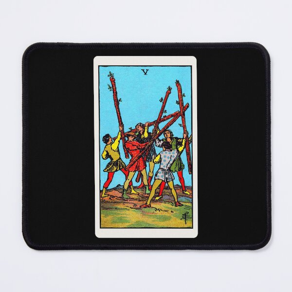 Item preview, Card #26 - Five Of Wands - Rider Waite Smith Tarot designed and sold by ABSTRACT-IVISM.