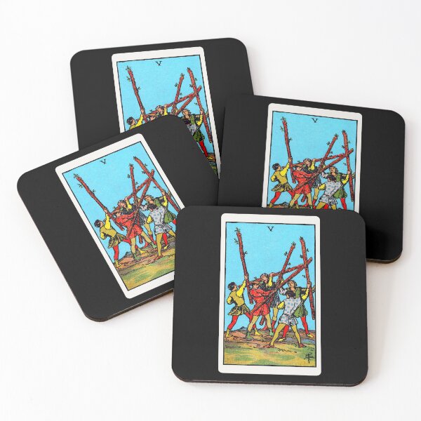 Item preview, Card #26 - Five Of Wands - Rider Waite Smith Tarot designed and sold by ABSTRACT-IVISM.