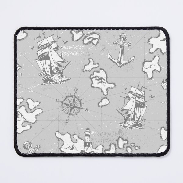 Item preview, nautical monotone antique pirate map designed and sold by Gossip Rag.