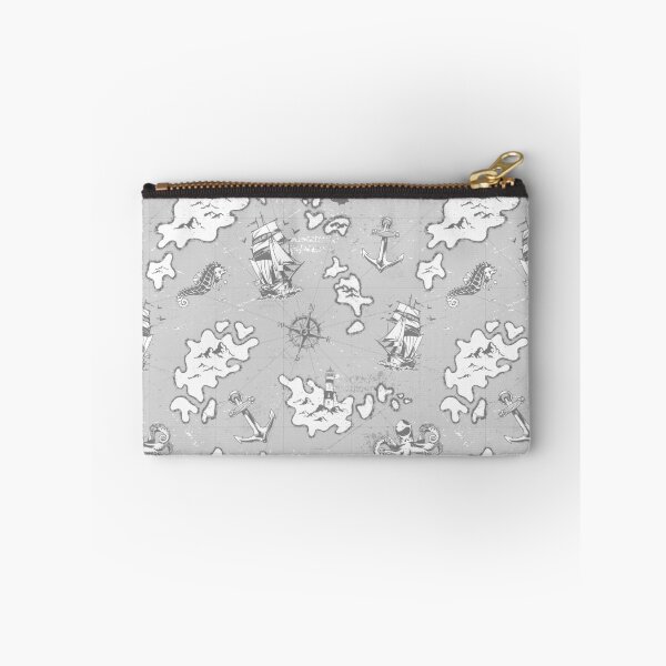 Item preview, nautical monotone antique pirate map designed and sold by Gossip Rag.