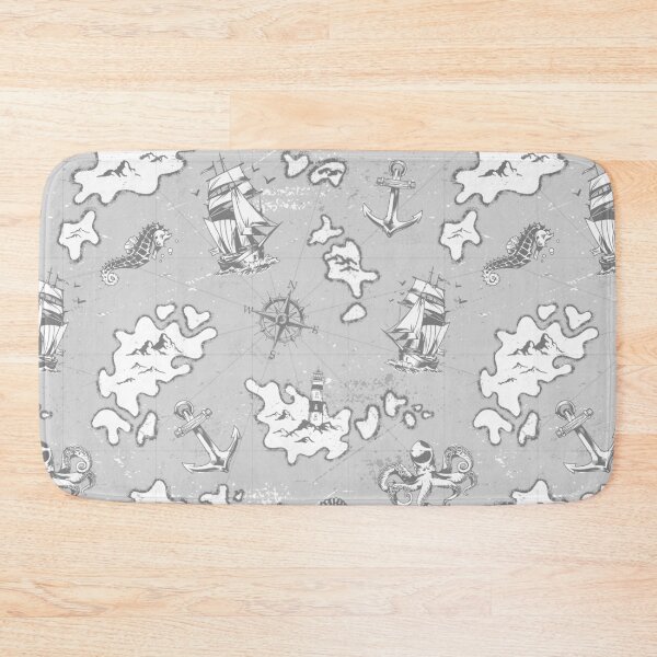Item preview, nautical monotone antique pirate map designed and sold by Gossip Rag.