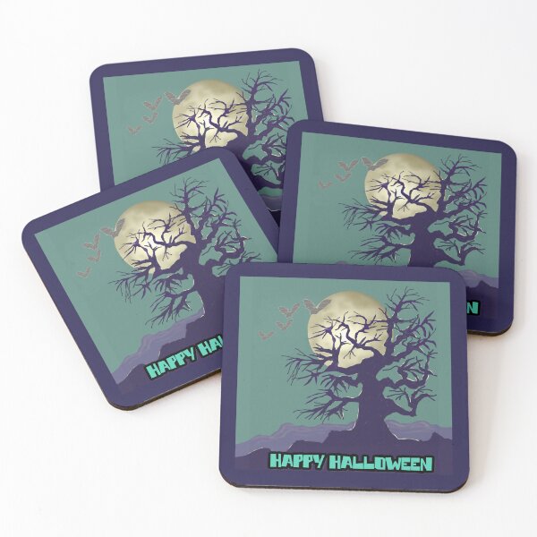 Item preview, Happy Halloween dead tree silhouetted over the moon with bats  designed and sold by cringe0015.