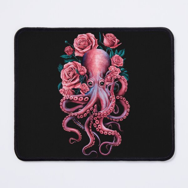 Item preview, OCTOPUS ADORNED WITH ROSES / Gift items and personal use / Octopus, Illustration, Animals, Sea, Ocean, Digital Art,  designed and sold by LumDesignArt.