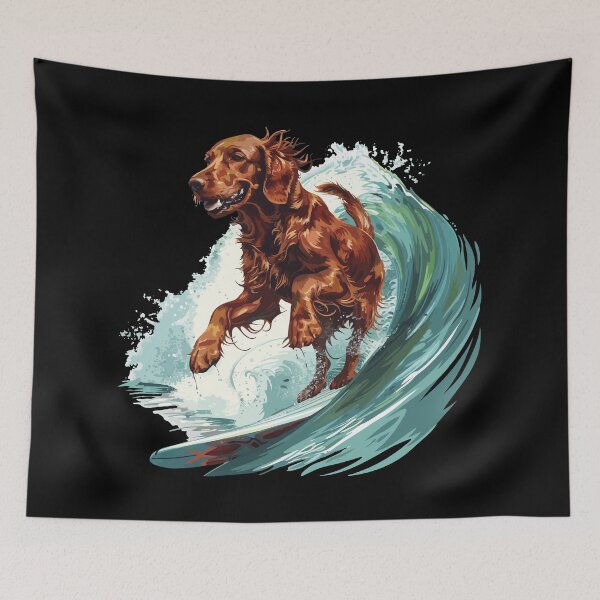 Artikelvorschau, Surfender Irish Setter entworfen und verkauft von VelvetRoom.
