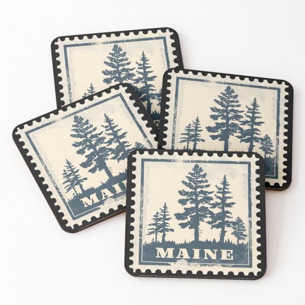 Item preview, Vintage Maine Pine Trees Stamp designed and sold by tiigerdad.