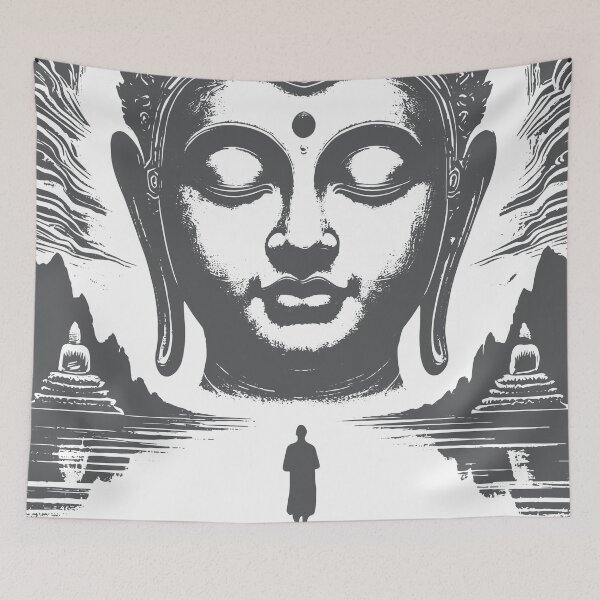 Item preview, The Path of Refuge | Buddha head poster  designed and sold by KARTICK DUTTA.