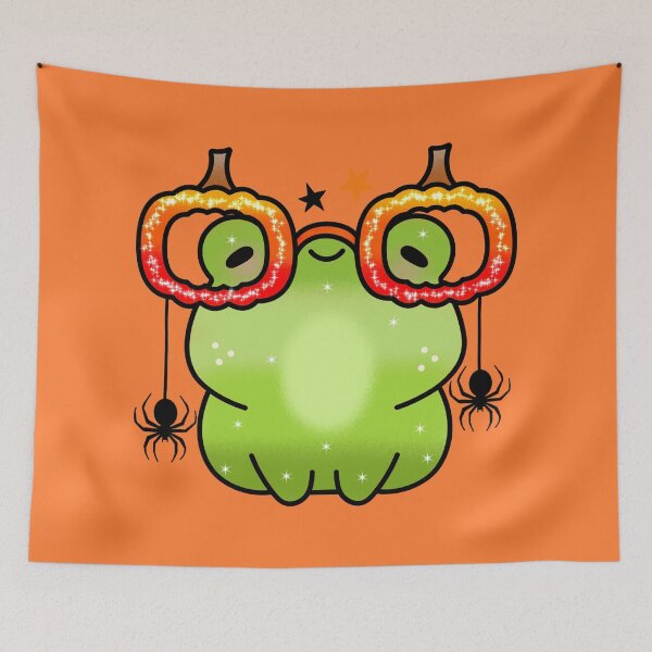 Item preview, Spider horror happy cute halloween frog designed and sold by Quacktails.