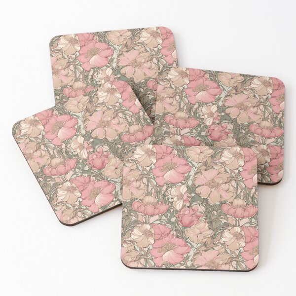 Item preview, Pink Floral Art Nouveau Flowers Dorm Living Room Tapestry designed and sold by OneWorldLove.