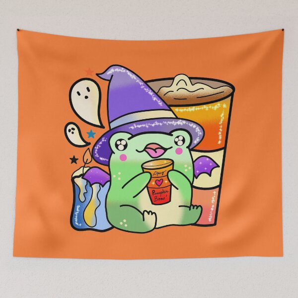 Item preview, Pumpkin spice latte halloween cute frog designed and sold by Quacktails.