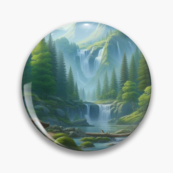 Item preview, Cascading water weaves through emerald forest, nestled amidst towering peaks designed and sold by Sijtipat.