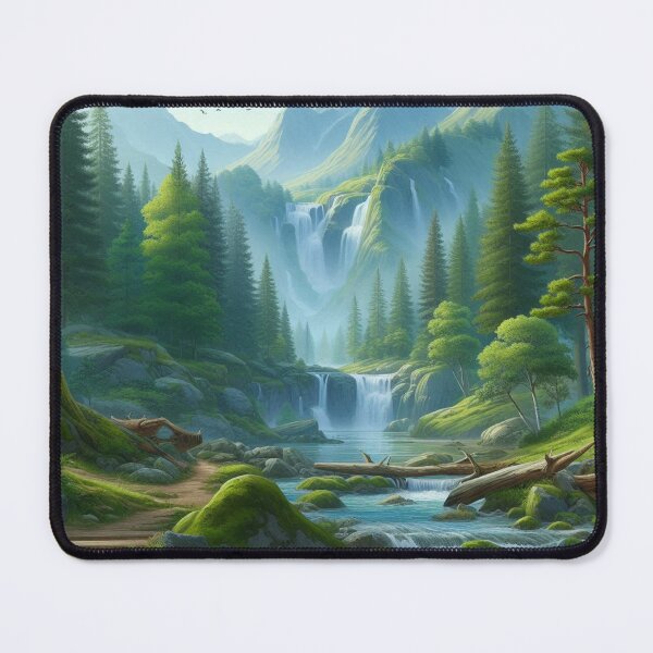 Item preview, Cascading water weaves through emerald forest, nestled amidst towering peaks designed and sold by Sijtipat.