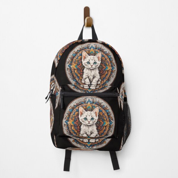 Item preview, Copy of Stained Glass Cute White Cat Mandala 3D - Graffiti Style Pyrography designed and sold by Monika Turemka.