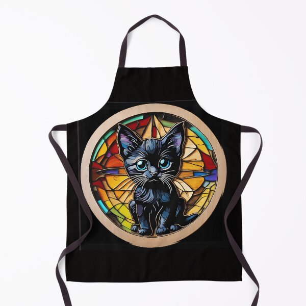 Item preview, Stained Glass Cute Black Cat 3D - Graffiti Style Pyrography designed and sold by Monika Turemka.