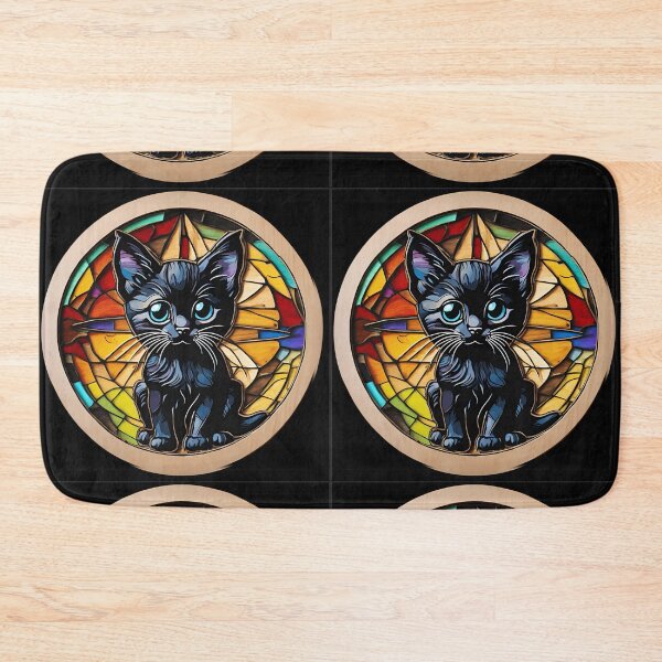 Item preview, Stained Glass Cute Black Cat 3D - Graffiti Style Pyrography designed and sold by Monika Turemka.