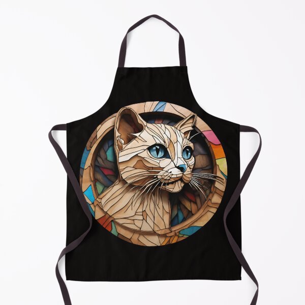 Item preview, Stained Glass Woode Cat, Blue Eyes 3D - Graffiti Style Pyrography designed and sold by Monika Turemka.