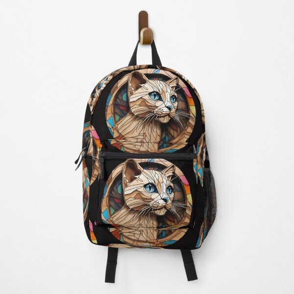 Item preview, Stained Glass Woode Cat, Blue Eyes 3D - Graffiti Style Pyrography designed and sold by Monika Turemka.