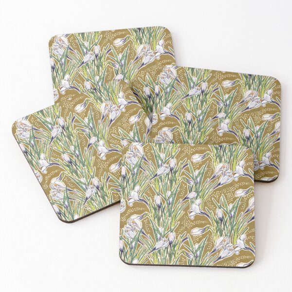 Item preview, Blooming Crocuses, Spring Flowers Floral Pattern, Olive Green White  designed and sold by Julia Khoroshikh.
