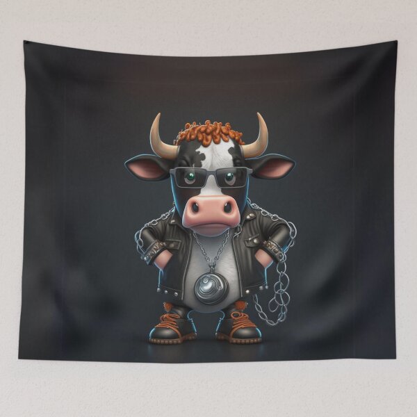 Item preview, Rock Music-Loving Cartoon Cow designed and sold by Sillytoe.