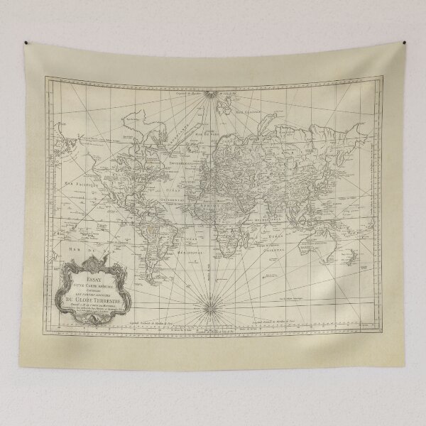 Item preview, Vintage Historical French Old World Map 1748 Tapestry designed and sold by OneWorldLove.