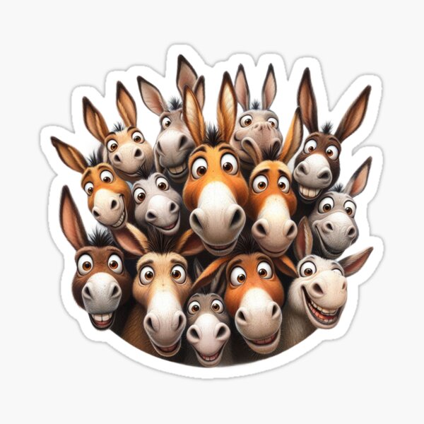 Item preview, Crazy funny Donkey family saying Hi designed and sold by Betty Maria Dig Art.