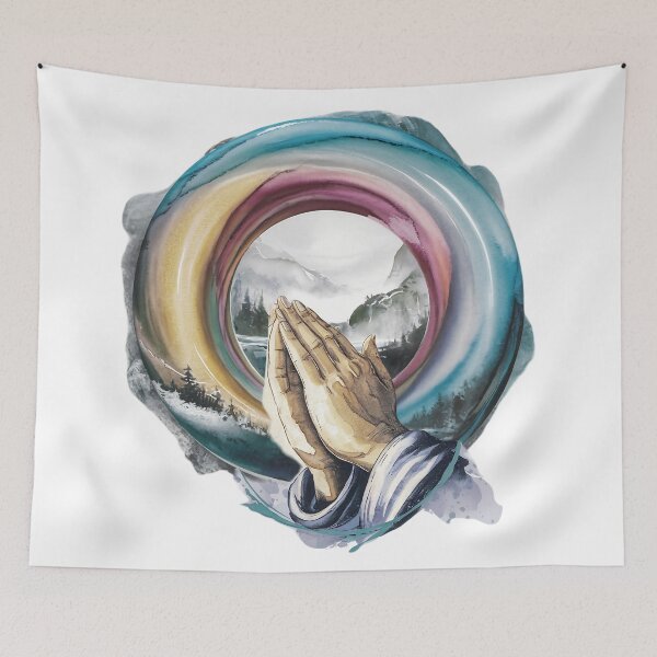 Item preview, Pray Worship - Hands in prayer - Beautiful Watercolor Christian T-shirt  designed and sold by Narrow-Path.