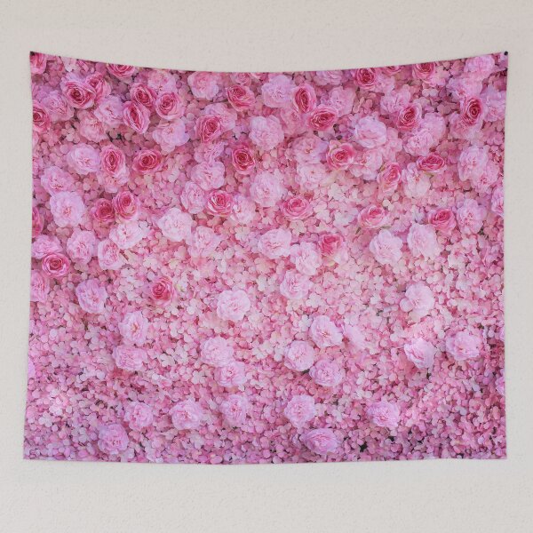 Item preview, Wall of Pink Roses Flower Backdrop Nature Tapestry Photo  designed and sold by OneWorldLove.
