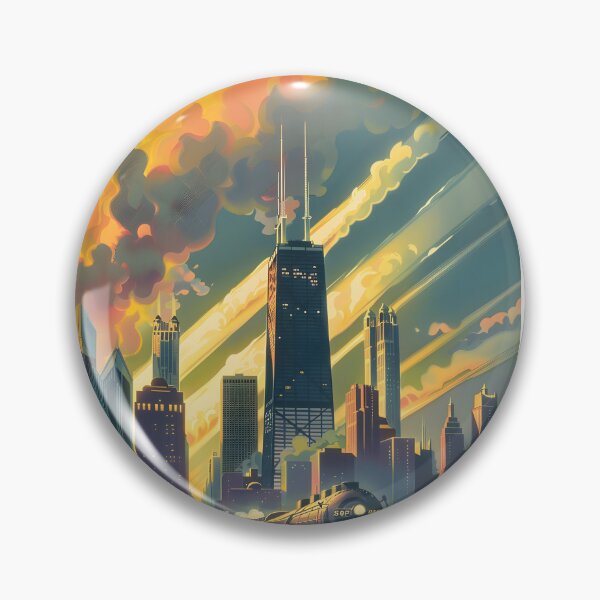 Item preview, Retro Chicago Travel Poster designed and sold by Boddicca.