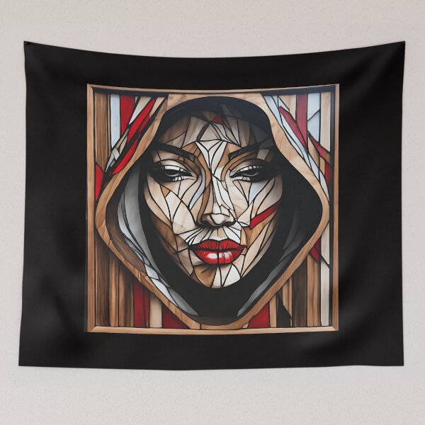 Item preview, Stained Glass Mysterious Woman in a Hood 3D - Graffiti Style Pyrography designed and sold by Monika Turemka.