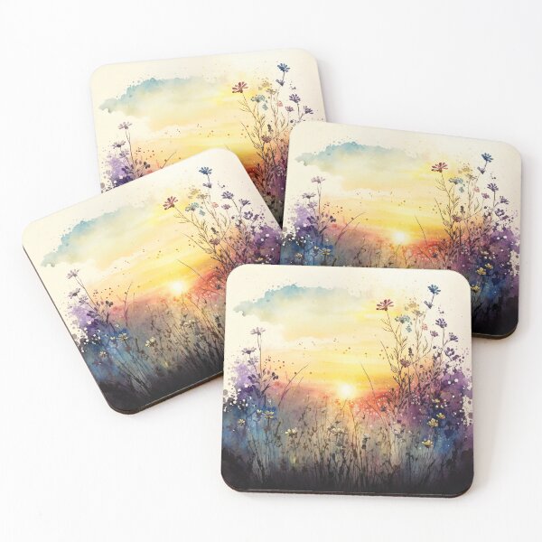 Item preview, Watercolor Wildflower Sunset Artwork designed and sold by AStar17.