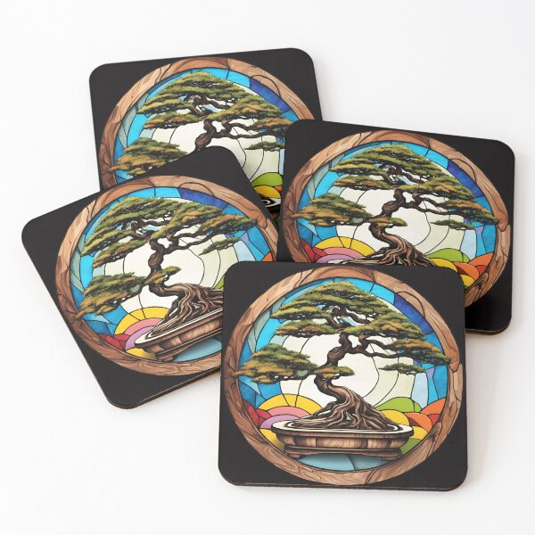 Item preview, Copy of Stained Glass Colours Bonsai Tree 3D - Graffiti Style Pyrography designed and sold by Monika Turemka.