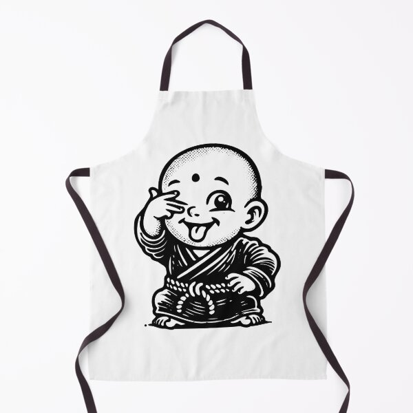 Item preview, Playful Baby Monk - Black and White Cartoon Illustration designed and sold by KARTICK DUTTA.