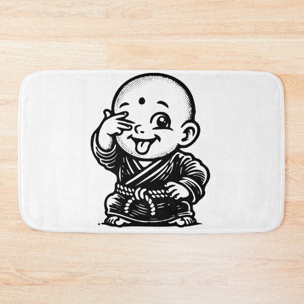 Item preview, Playful Baby Monk - Black and White Cartoon Illustration designed and sold by KARTICK DUTTA.