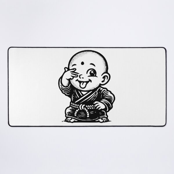 Item preview, Playful Baby Monk - Black and White Cartoon Illustration designed and sold by KARTICK DUTTA.